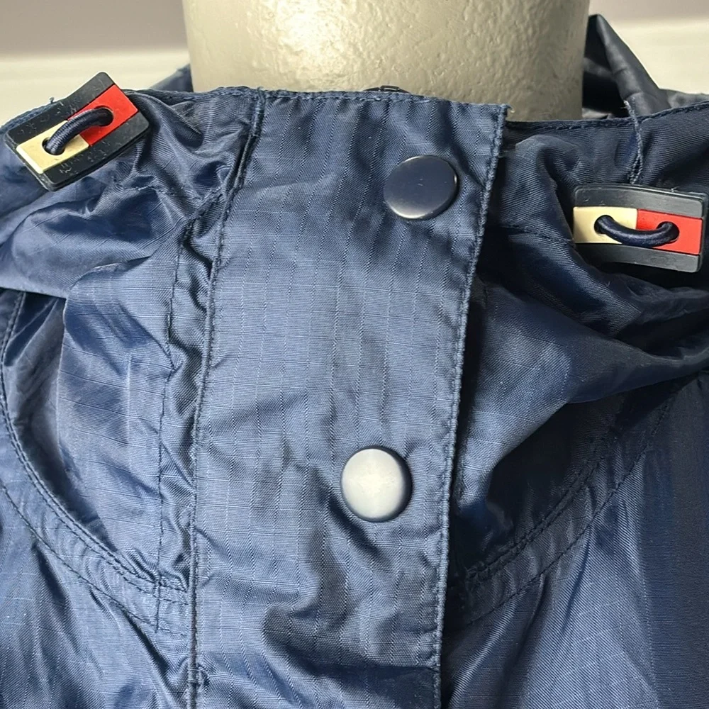 🔥 Tommy Hilfiger Vintage 90s Windbreaker Pullover Jacket Navy M 1/4 Zip Hoodie 🔥 - Picture 12 of 16